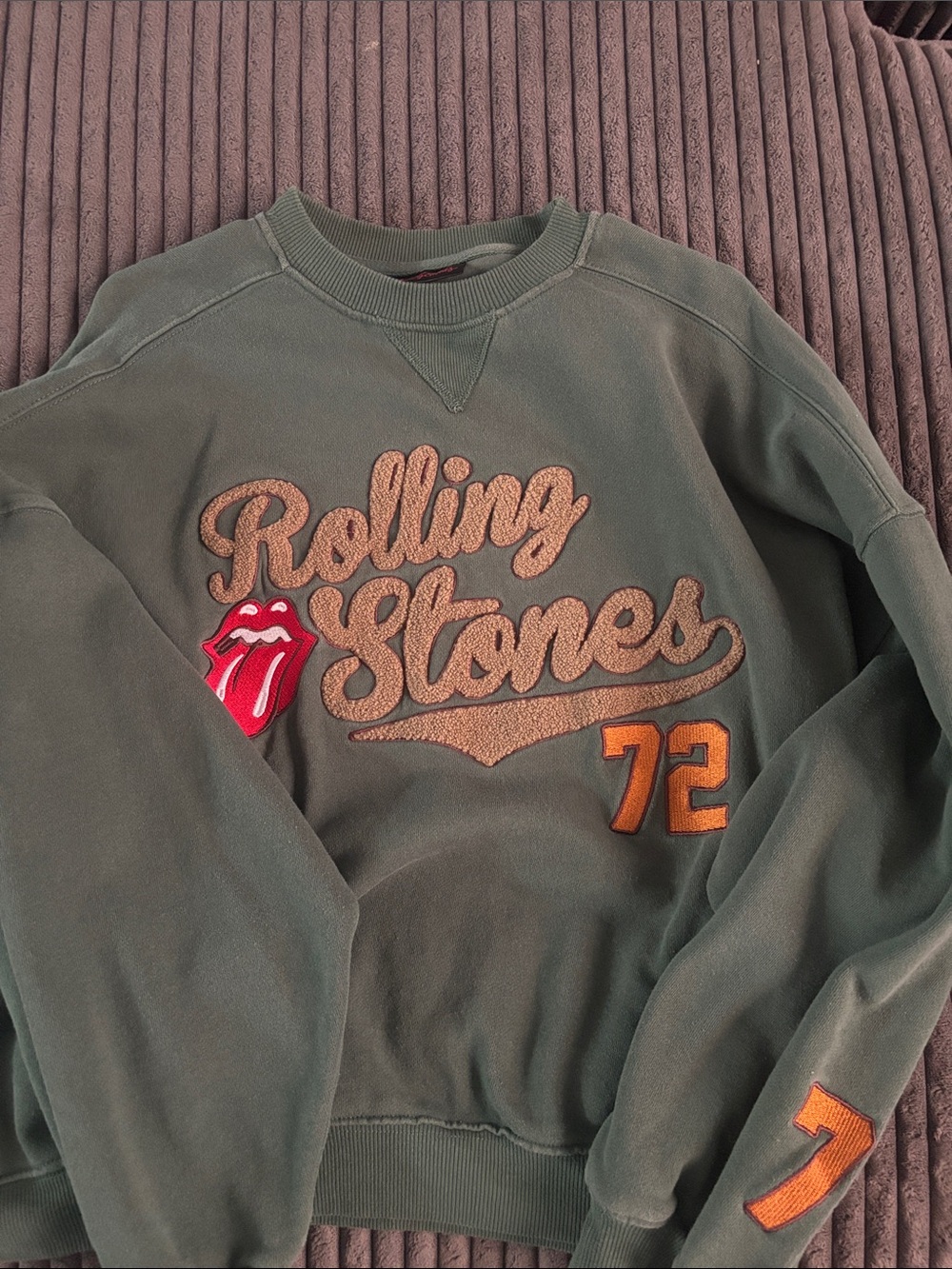 the Rolling Stones Green Logo Crewneck Sweatshirt